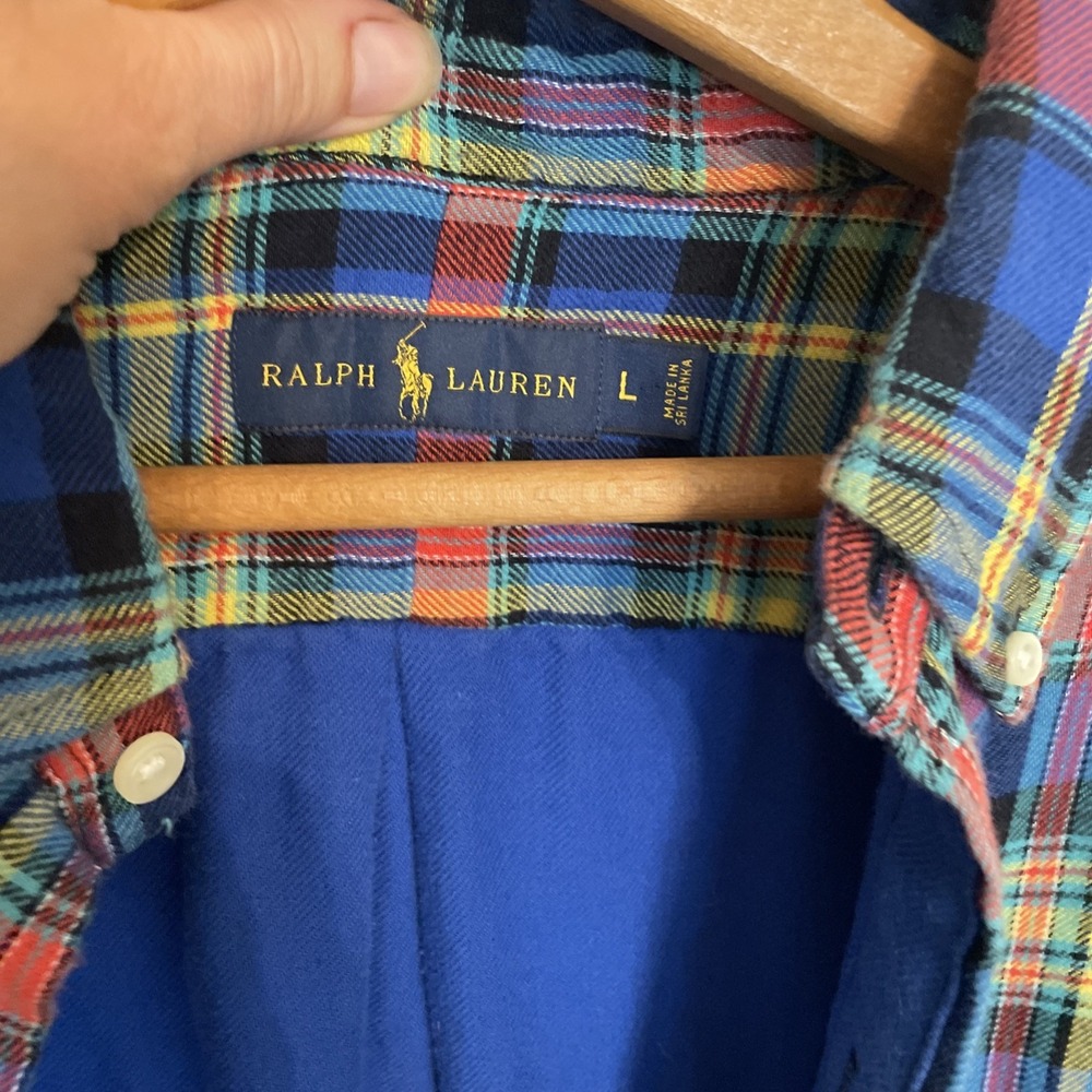 Vintage Polo Ralph Lauren Flannel Shirt | Bright Color | Large Lined Pony - Picture 3 of 10